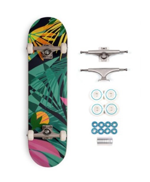 skateboard deck tropical design by Kristian Gallagher